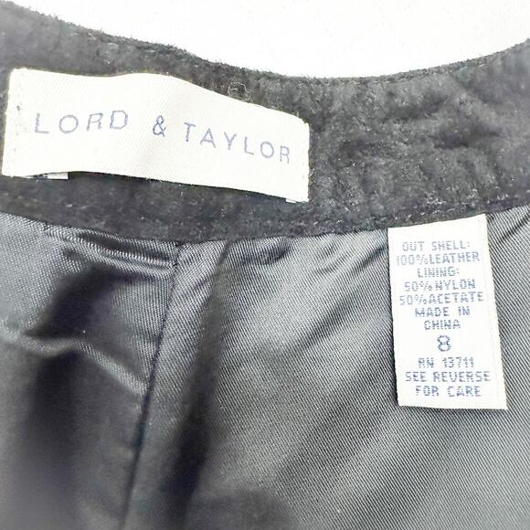 Lord & Taylor Black Suede Leather Flare Leg Pants Size 8 EUC - Picture 6 of 7